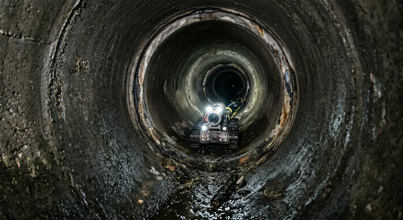 Robotic sewer camera inspecting pipe interior for Sewer Line Repair in Wilson